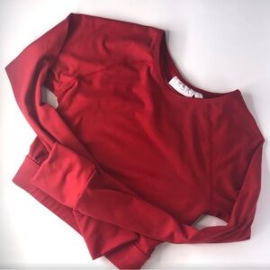 Saski Collection Red Long Sleeve Backless Crop Top